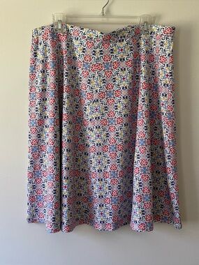 Talbots Pull On Skirt 1X Colorful Floral Easy Stretch Comfortable Summer Coastal